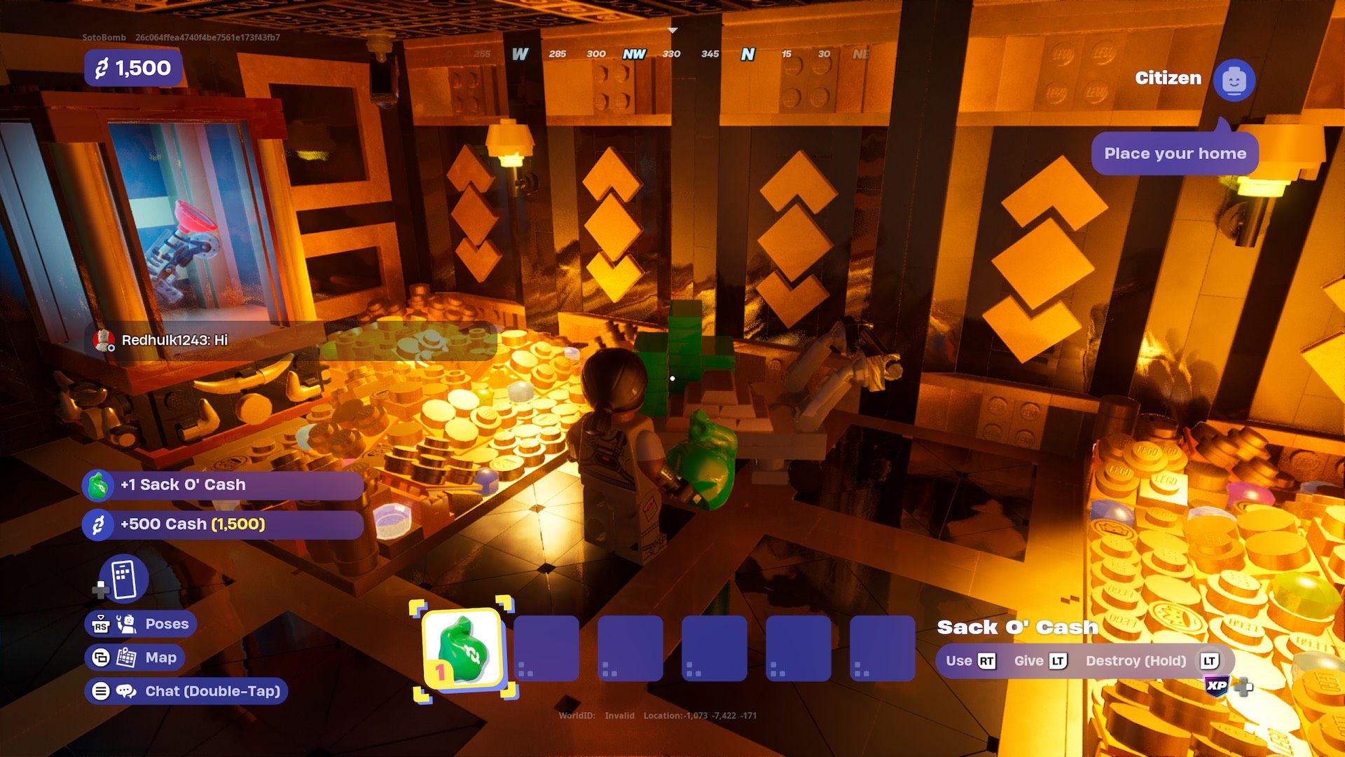 Como arrombar o cofre do banco e roubar um saco de dinheiro em LEGO Fortnite Brick Life