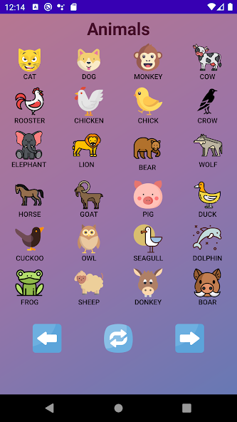 Animal sounds, music buttons