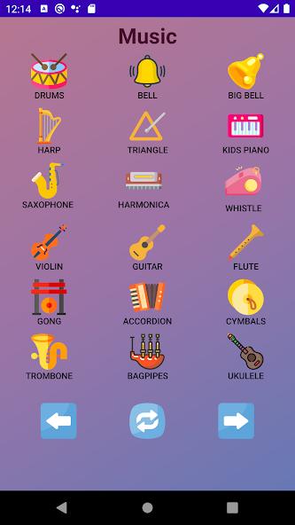 Animal sounds, music buttons