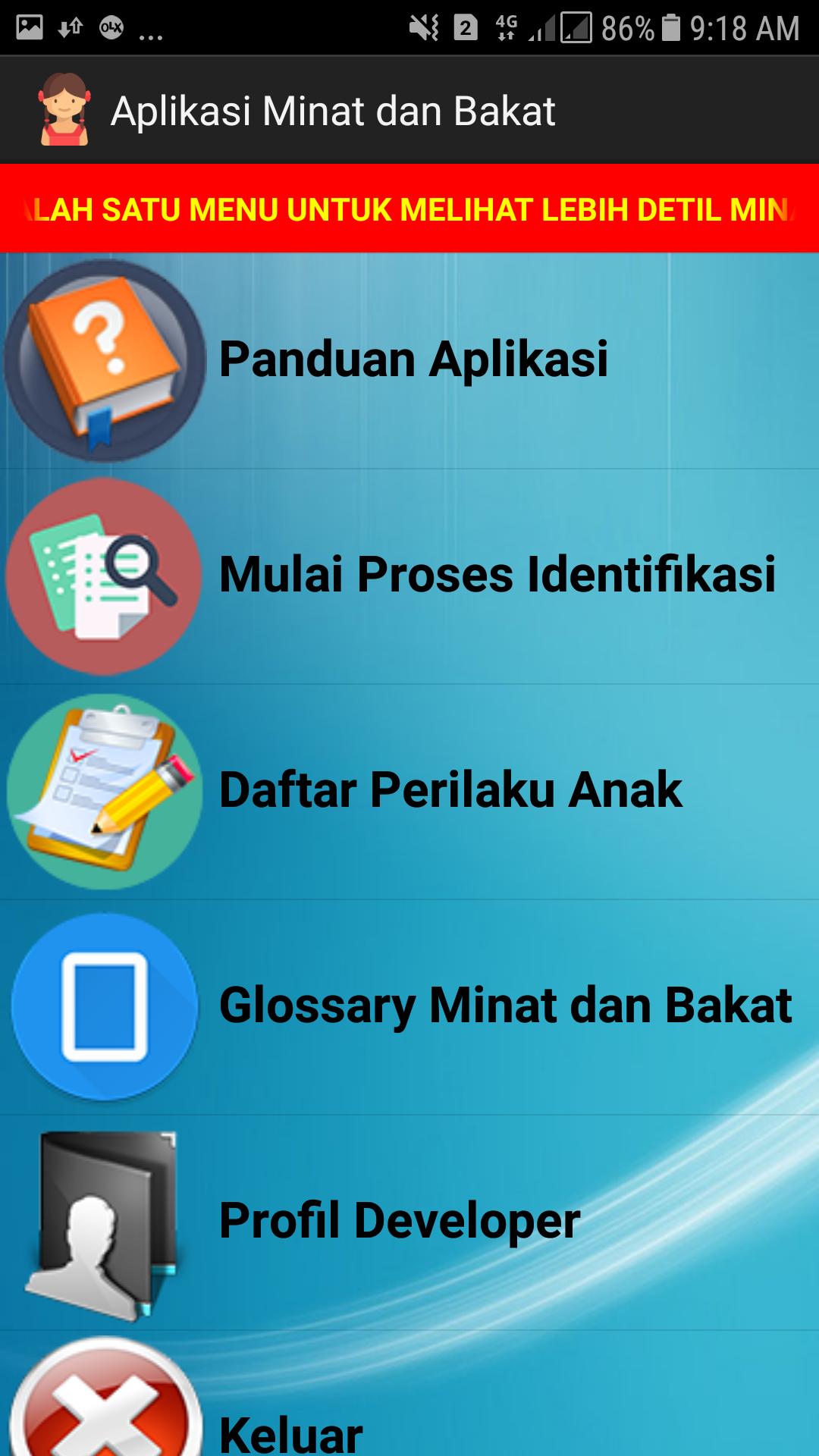 Aplikasi Penentuan Minat dan Bakat Anak TK