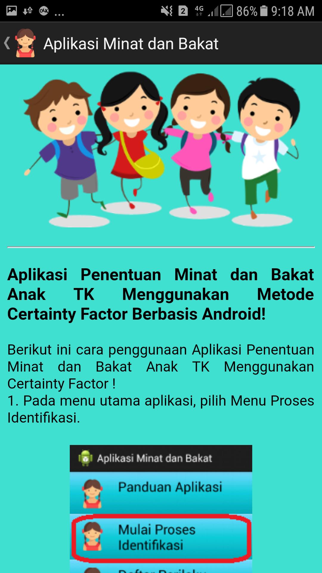 Aplikasi Penentuan Minat dan Bakat Anak TK