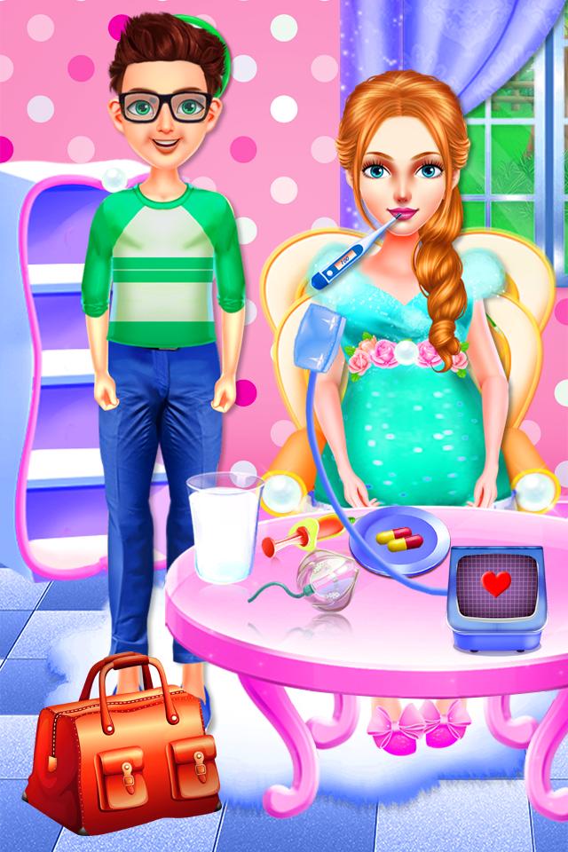 Pregnant Mom and Newborn Twins Maternity Care Game