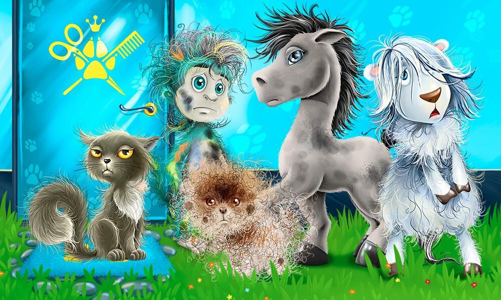 Animals washing for kids