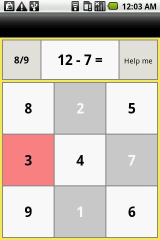 one digit subtraction