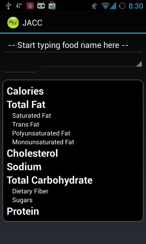 Carb/Calorie Counter