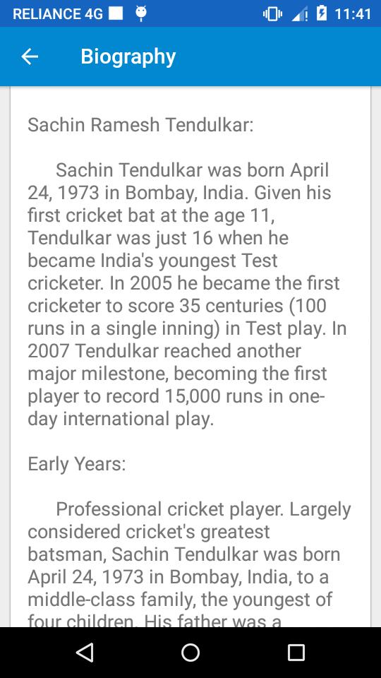 Sachin Tendulkar(Biography)