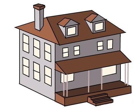 how to draw house step by step