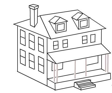 how to draw house step by step