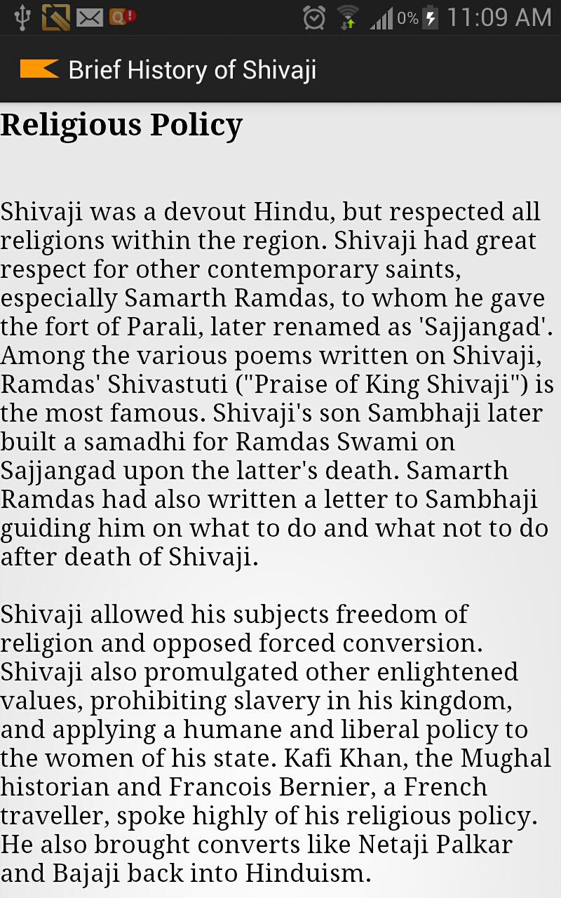 Brief History of Shivaji