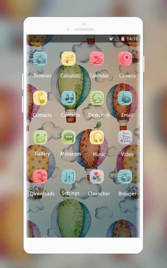 Theme for Girls: Hand Drawn Hot Air Balloon Skin