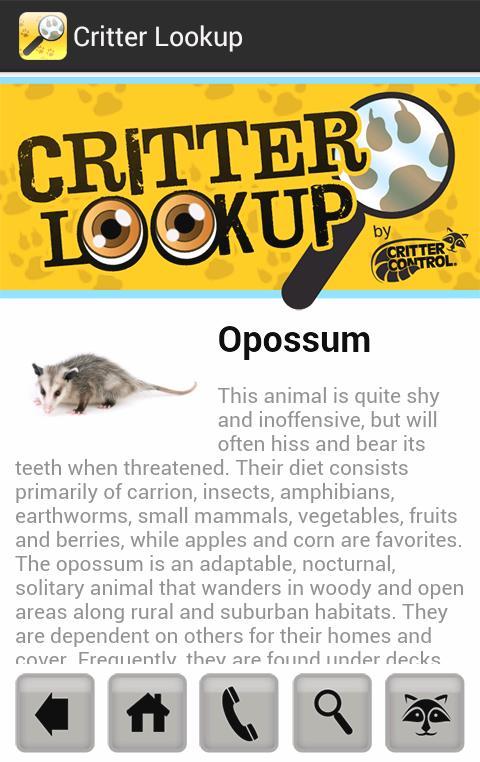 Critter Lookup
