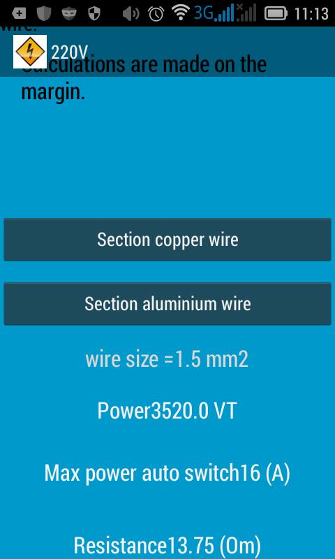 Calculator electrician 220V