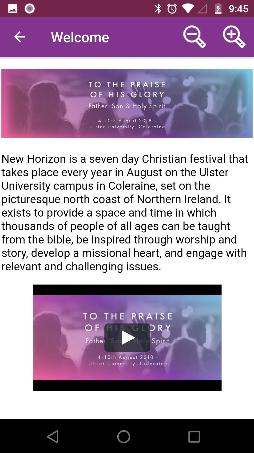 New Horizon, Coleraine, Aug 2018