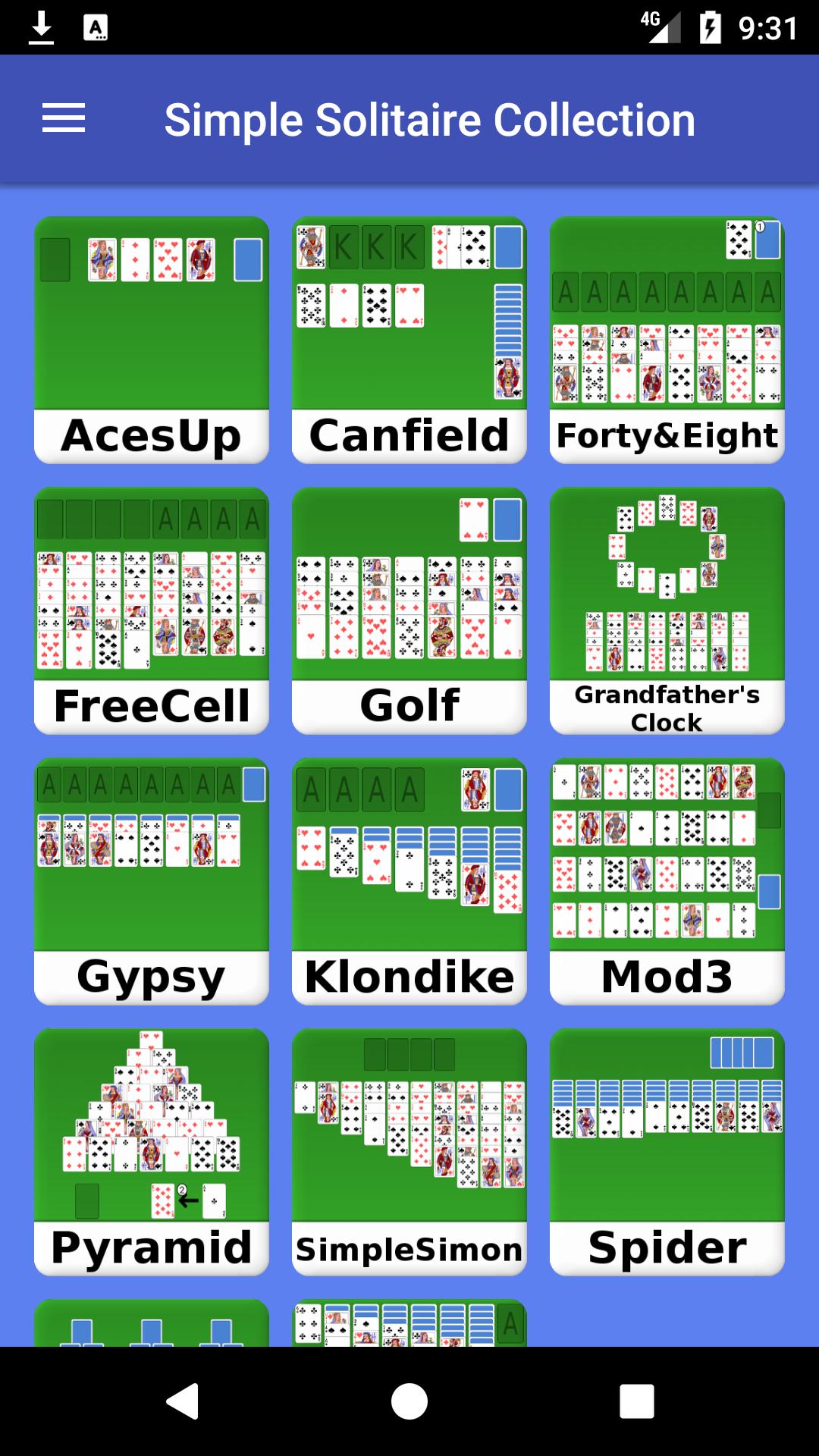 Solitaire card games free classic 14 in 1klondike