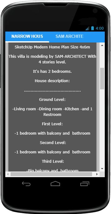 Narrow House Plan 4x6m with 2 Bedroom