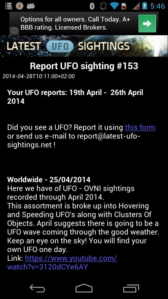 Latest UFO Sightings