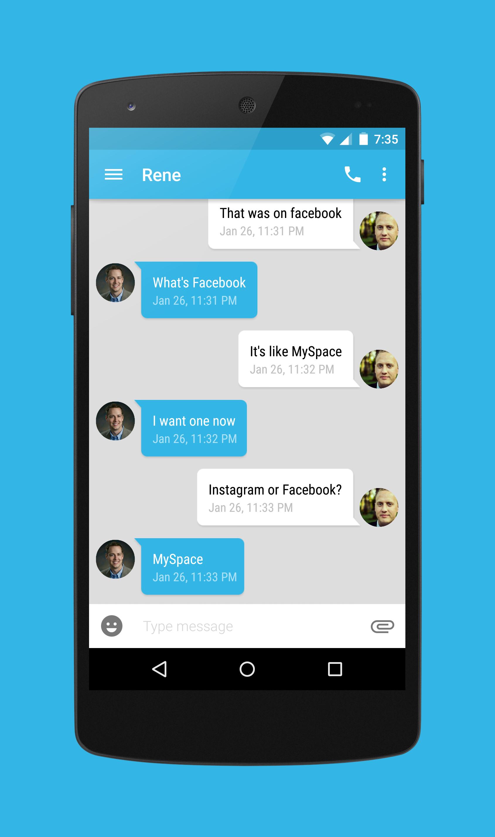 EvolveSMS Theme Blue Material