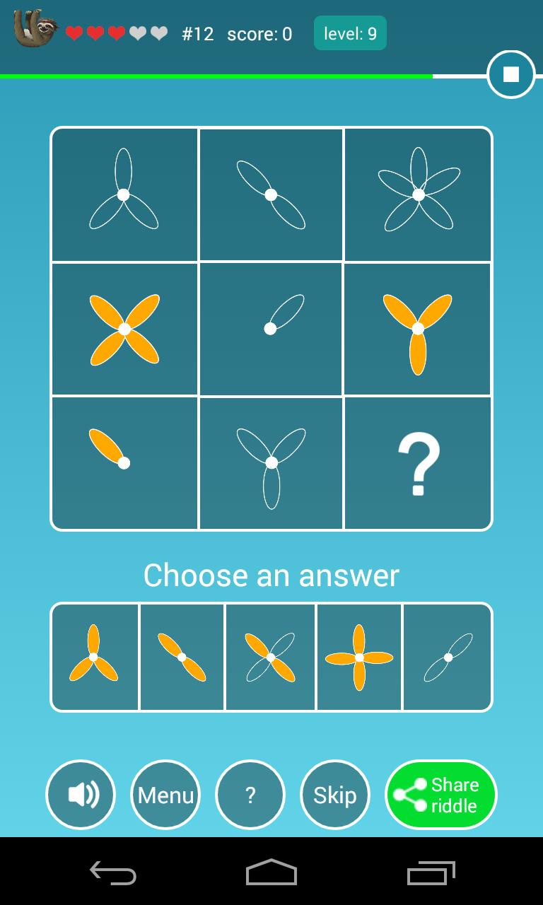 Riddles, visual logic puzzles