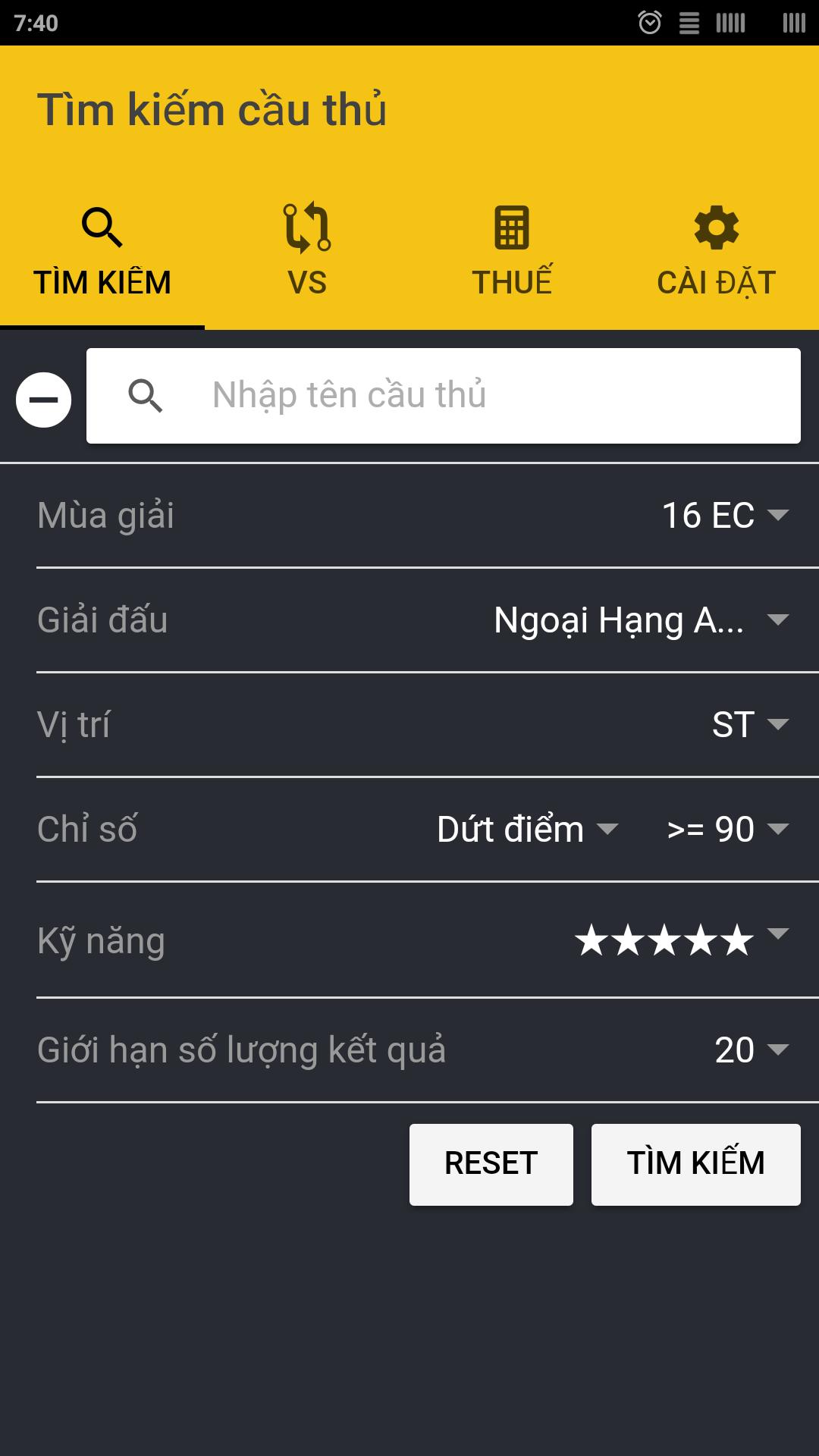 Du lieu cau thu FO3