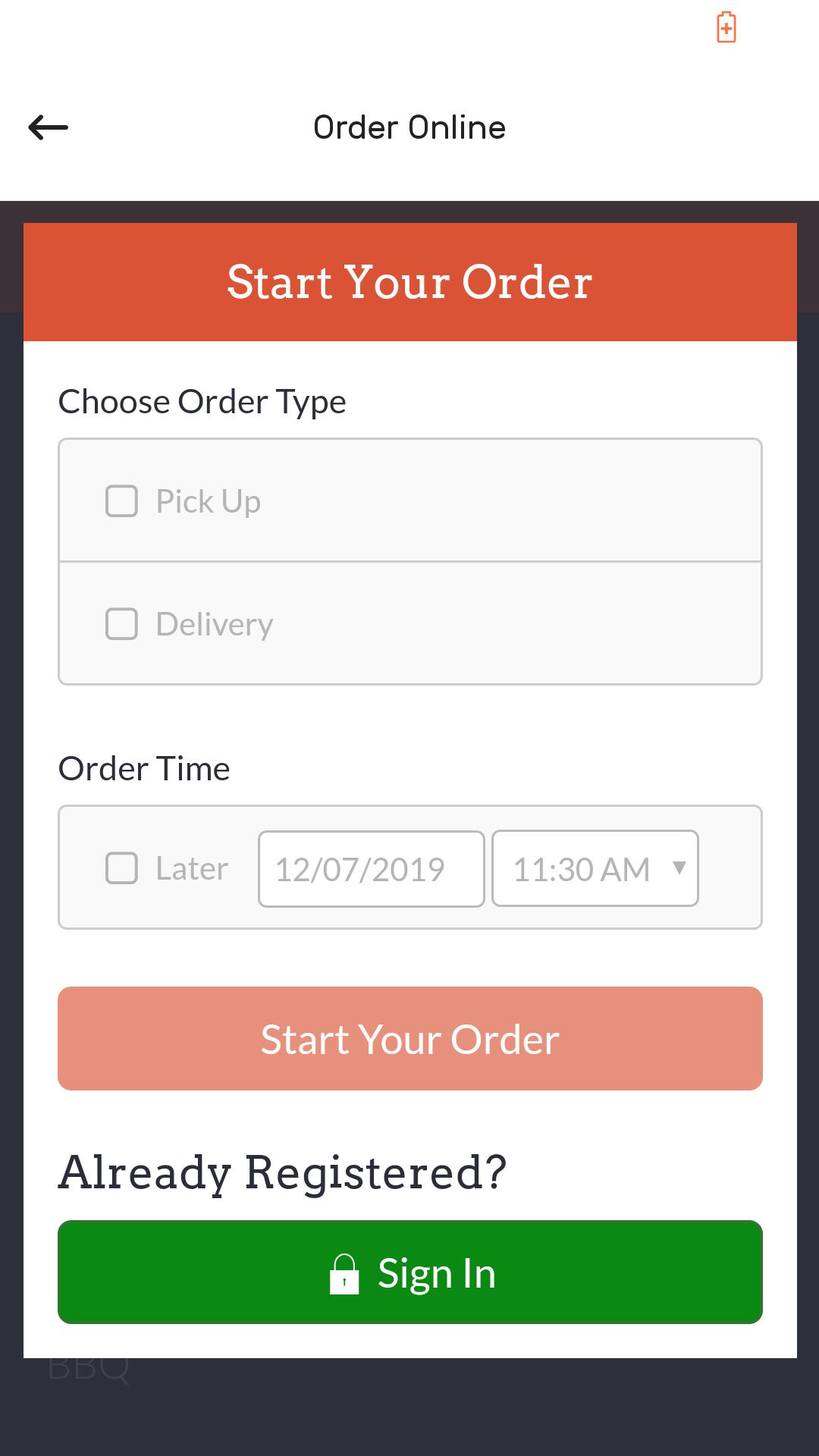 Menu Thai