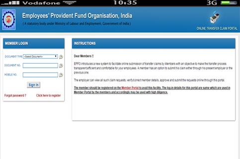 Online Transfer Claim Portal