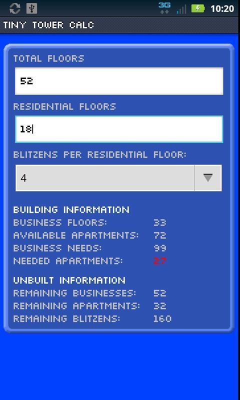 Tiny Tower Calc